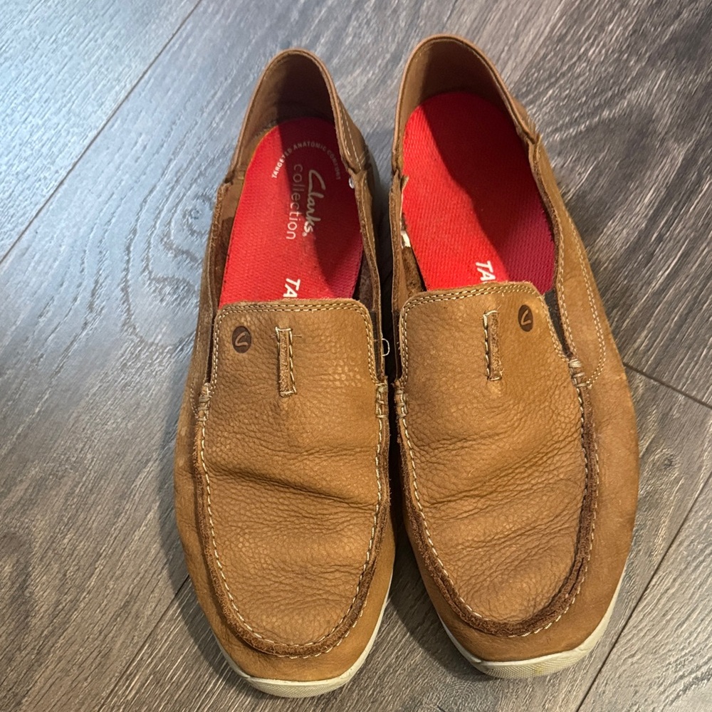 Clarks Tan Leather Loafers for Men